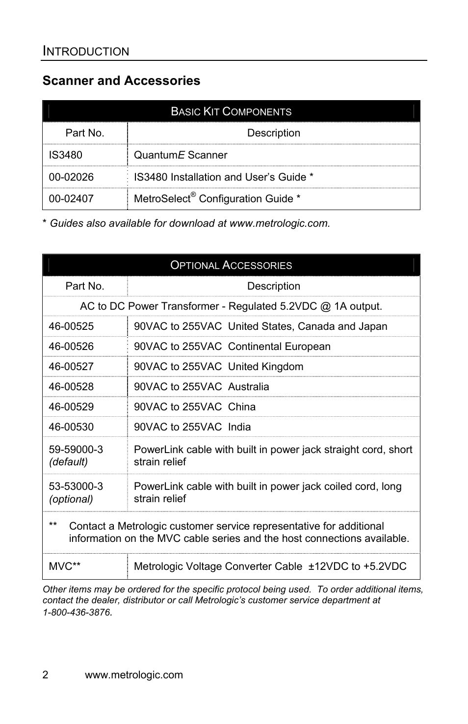 Scanner and accessories | Metrologic Instruments IS3480 User Manual | Page 6 / 56