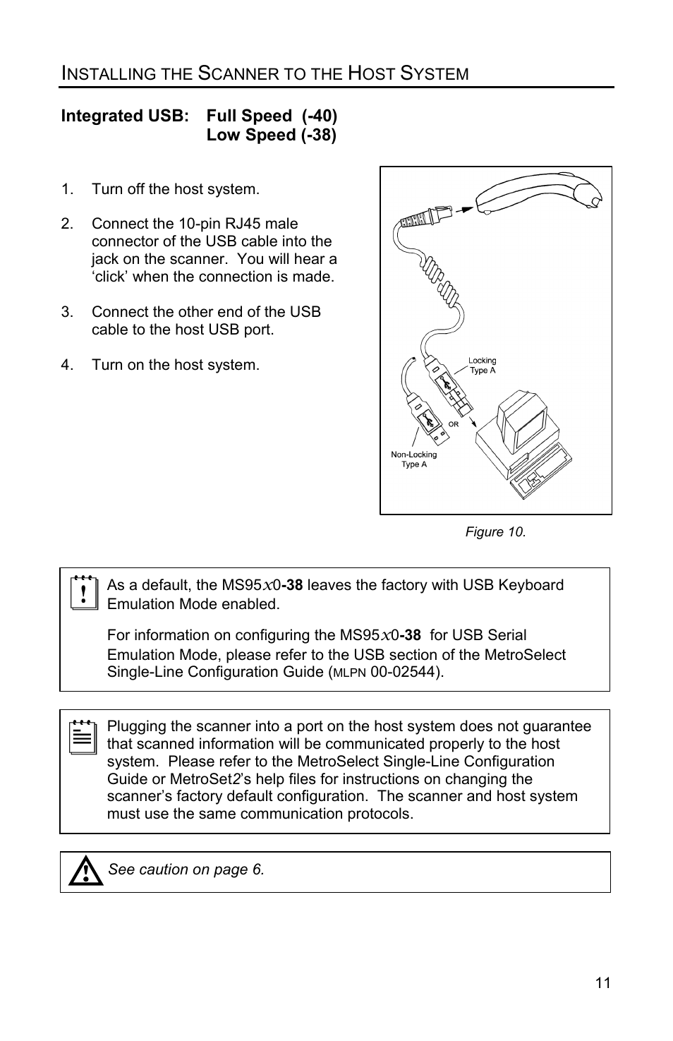 Integrated usb, Full speed (-40), Low speed (-38) | Full speed, Low speed | Metrologic Instruments Voyager MS9500 Series User Manual | Page 15 / 56