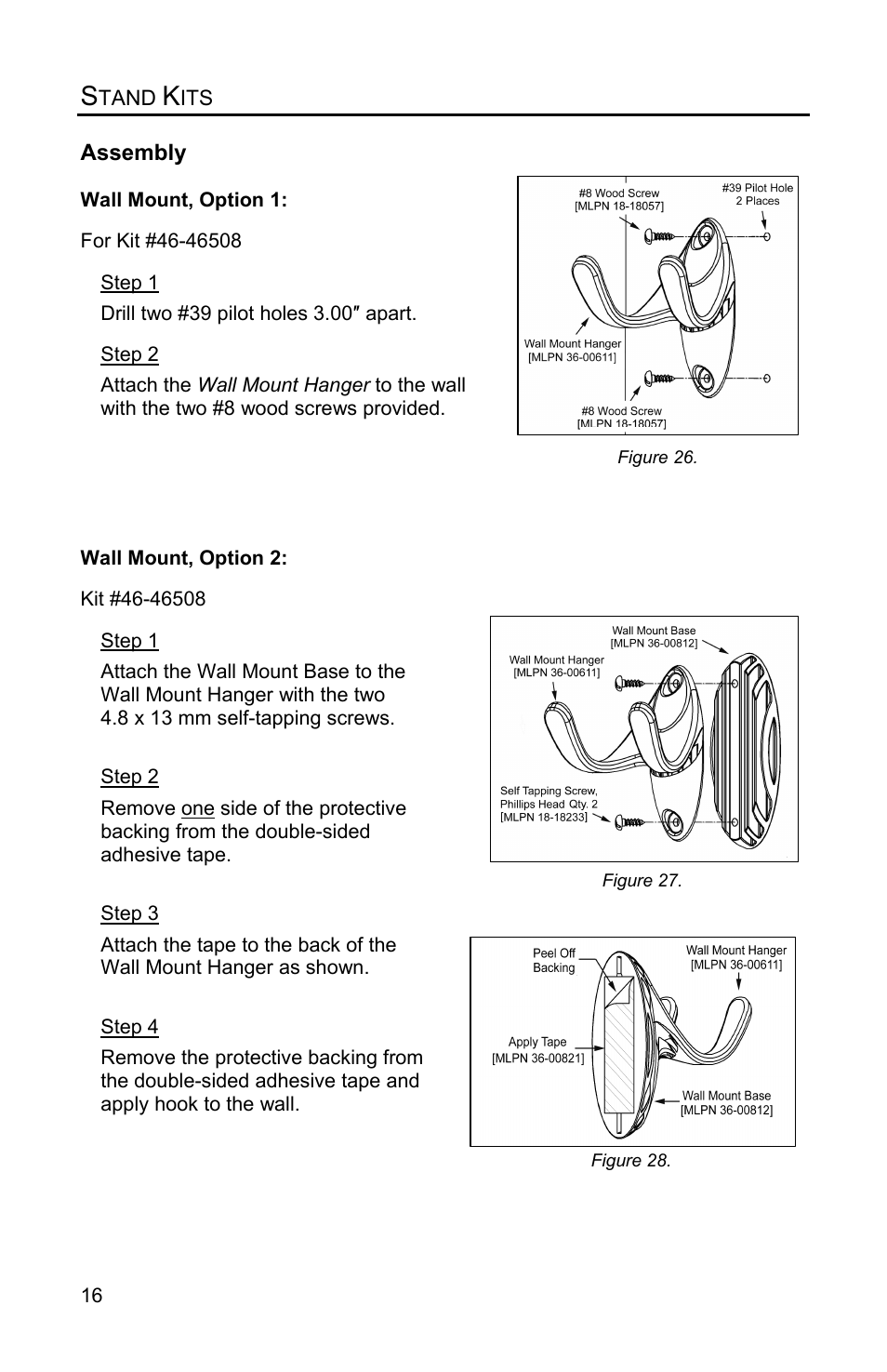 Wall mount, Assembly, Tand | Metrologic Instruments Voyager MS9500 Series User Manual | Page 20 / 56
