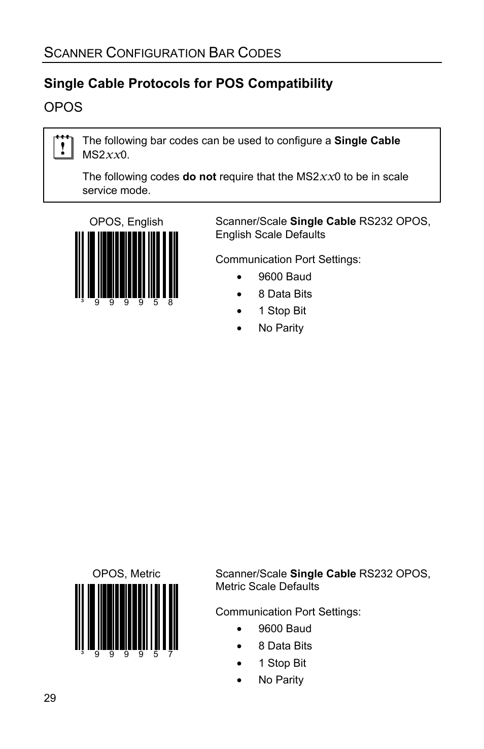 Single cable protocols for pos compatibility, Opos | Metrologic Instruments Stratos MS2x20 Series User Manual | Page 34 / 92