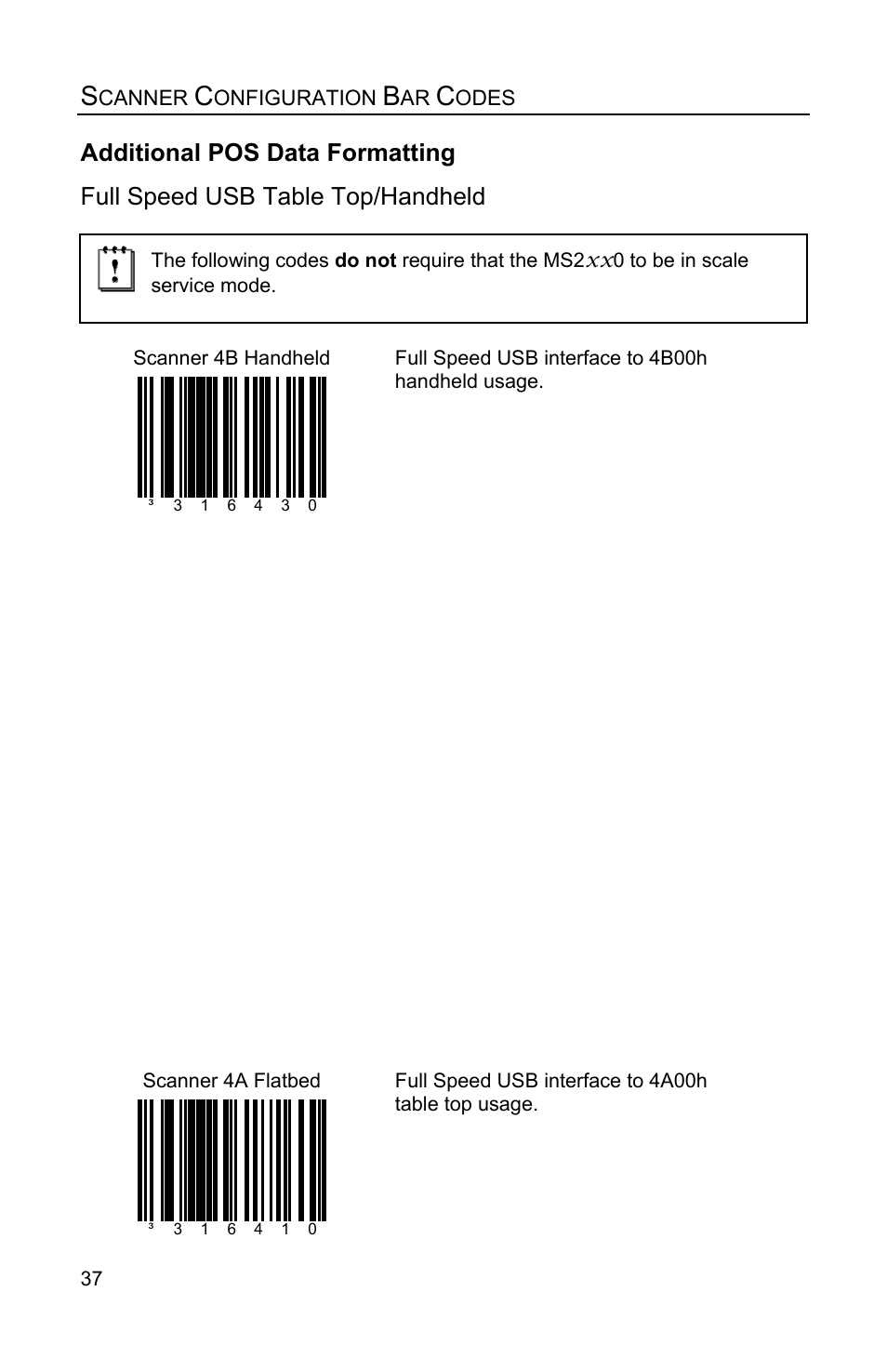 Additional pos data formatting, Full speed usb table top/handheld | Metrologic Instruments Stratos MS2x20 Series User Manual | Page 42 / 92