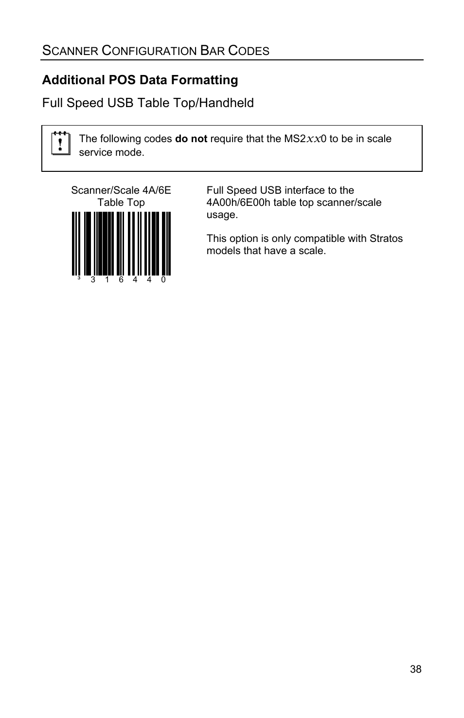 Additional pos data formatting, Full speed usb table top/handheld | Metrologic Instruments Stratos MS2x20 Series User Manual | Page 43 / 92