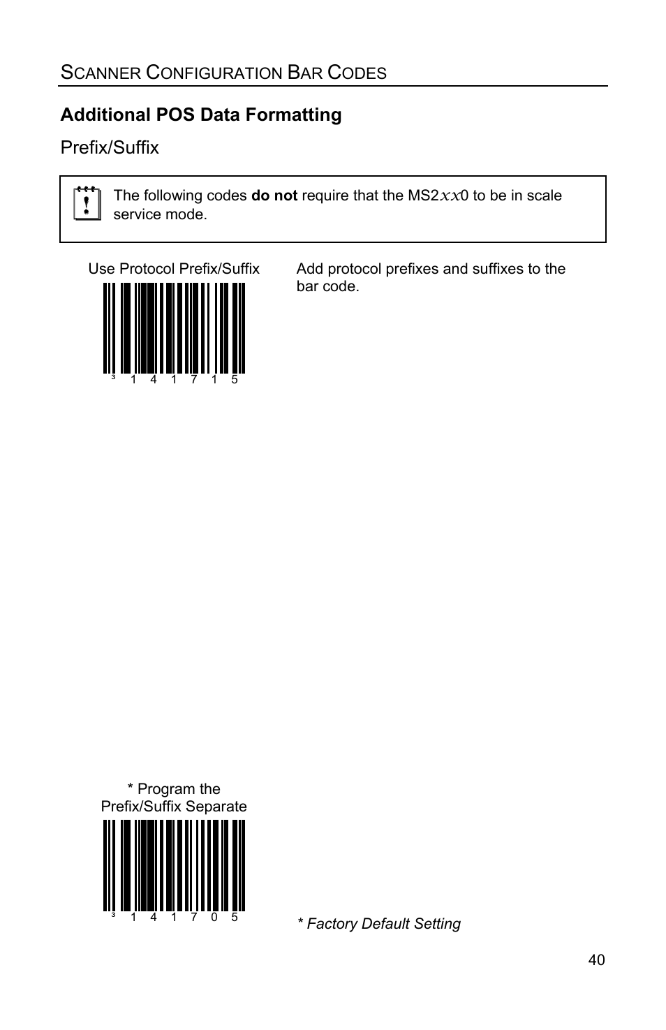 Additional pos data formatting, Prefix/suffix | Metrologic Instruments Stratos MS2x20 Series User Manual | Page 45 / 92