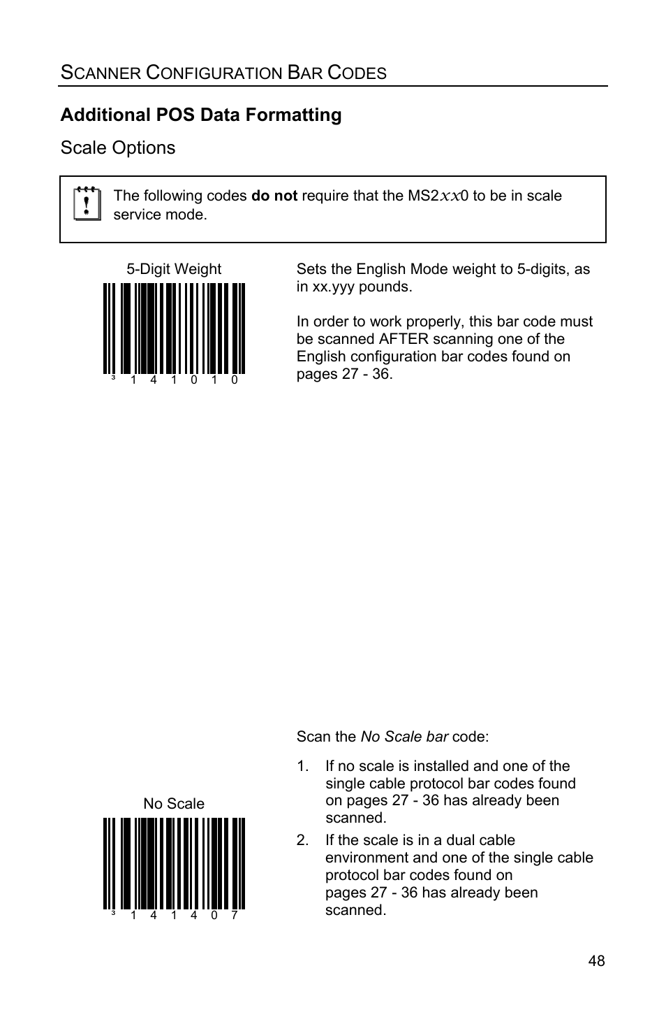 Additional pos data formatting, Scale options | Metrologic Instruments Stratos MS2x20 Series User Manual | Page 53 / 92