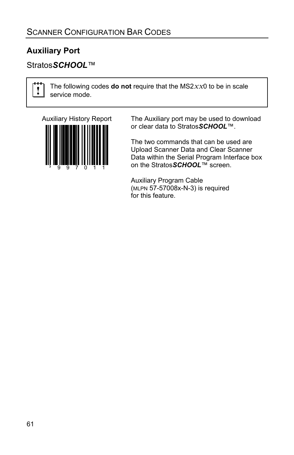 Auxiliary port, Stratos school | Metrologic Instruments Stratos MS2x20 Series User Manual | Page 66 / 92