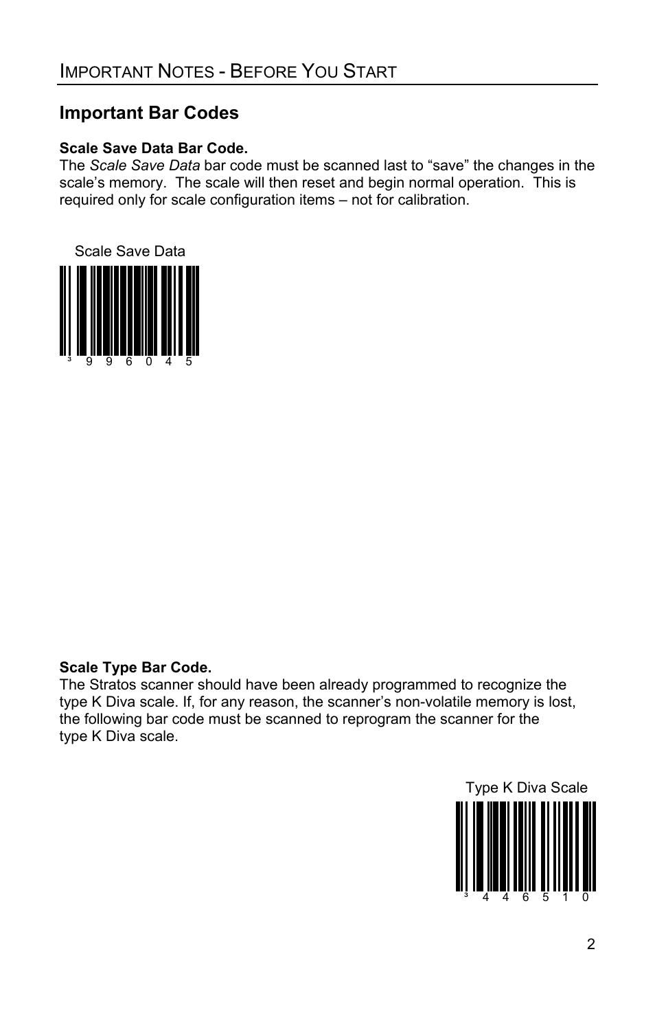 Important bar codes | Metrologic Instruments Stratos MS2x20 Series User Manual | Page 7 / 92