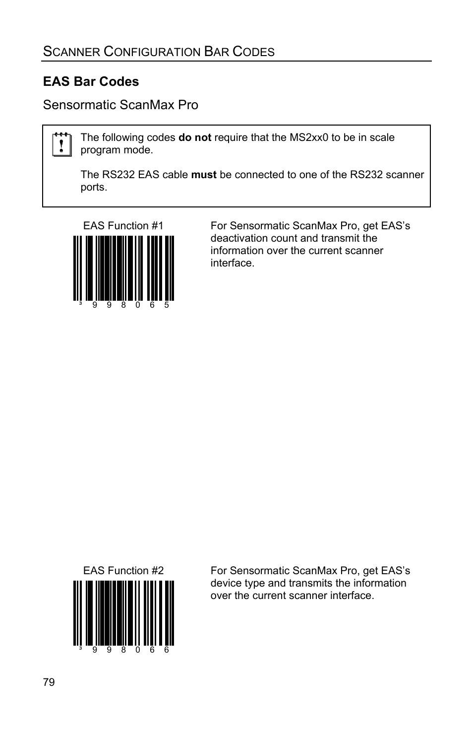 Eas bar codes, Sensormatic scanmax pro | Metrologic Instruments Stratos MS2x20 Series User Manual | Page 84 / 92