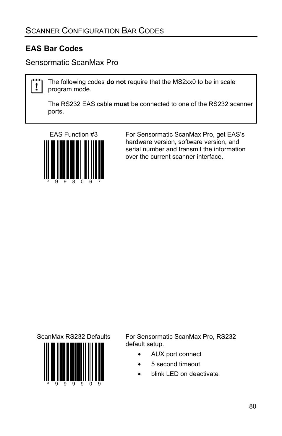 Eas bar codes, Sensormatic scanmax pro | Metrologic Instruments Stratos MS2x20 Series User Manual | Page 85 / 92