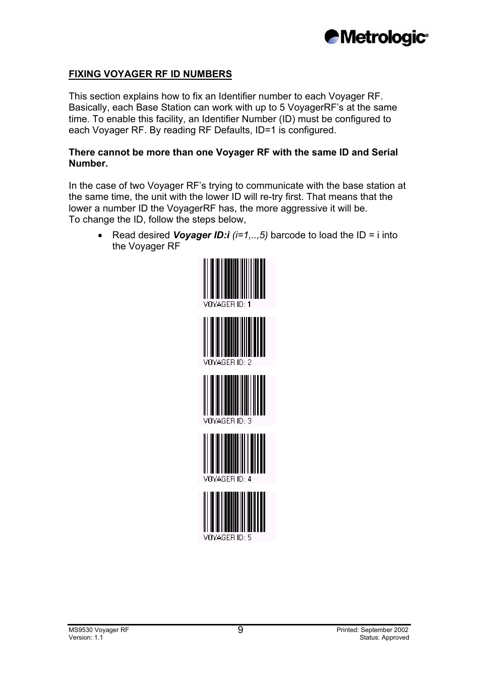 Fixing voyager rf id numbers | Metrologic Instruments MS9530 Series User Manual | Page 9 / 20