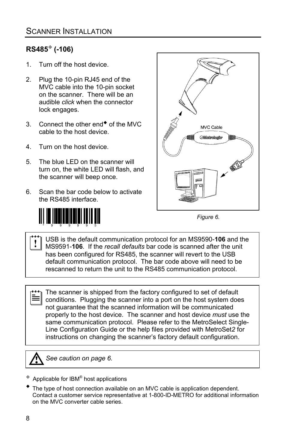Rs485 (-106), Rs485, Canner | Nstallation | Metrologic Instruments VOYAGERGS MS9590 User Manual | Page 12 / 47