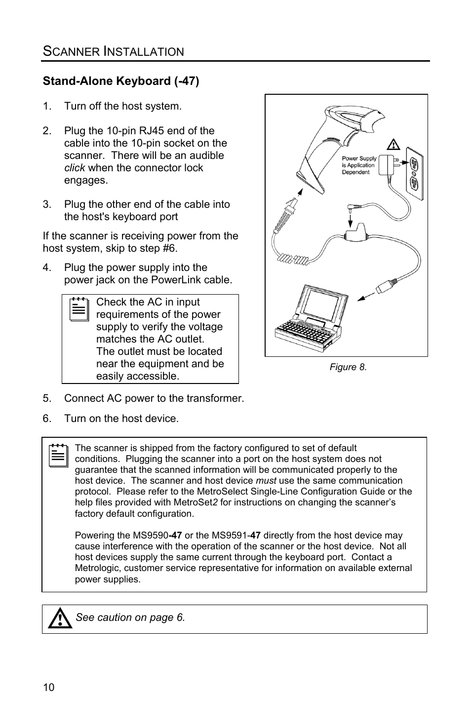 Stand-alone keyboard (-47) | Metrologic Instruments VOYAGERGS MS9590 User Manual | Page 14 / 47