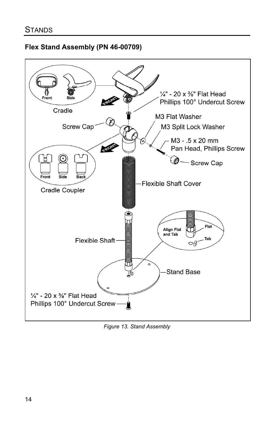 Flex stand assembly (pn 46-00709), Assembly | Metrologic Instruments VOYAGERGS MS9590 User Manual | Page 18 / 47