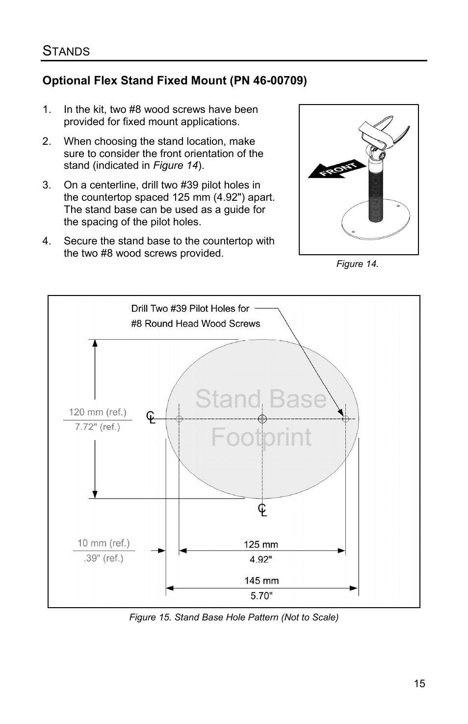 Optional flex stand fixed mount (pn 46-00709), Optional fixed mount | Metrologic Instruments VOYAGERGS MS9590 User Manual | Page 19 / 47