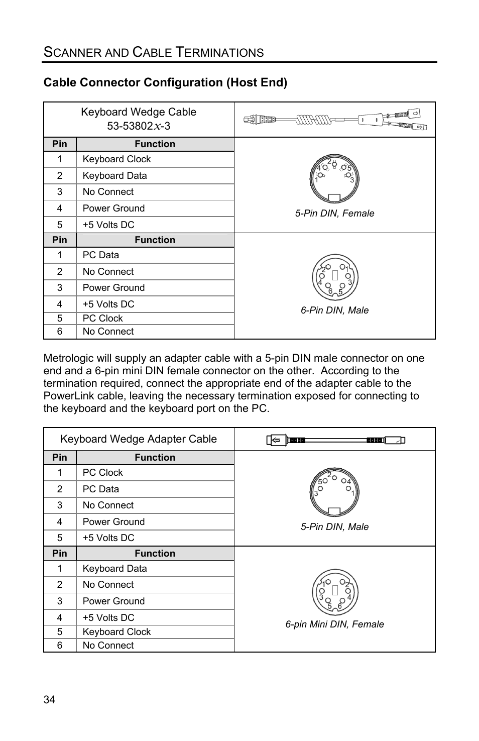 Cable connector configuration (host end) | Metrologic Instruments VOYAGERGS MS9590 User Manual | Page 38 / 47