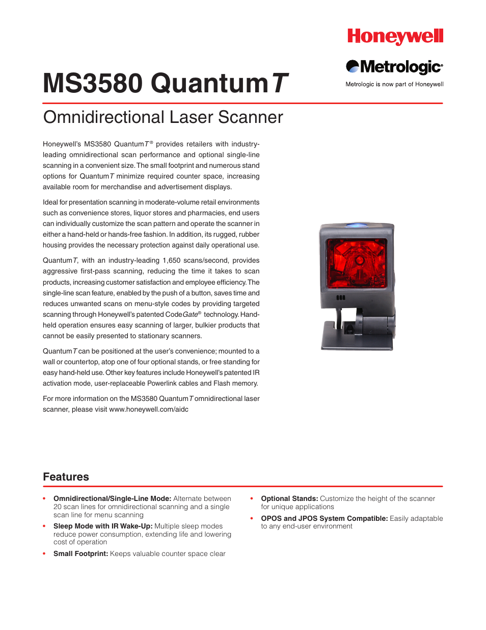 Metrologic Instruments MS3580 User Manual | 2 pages