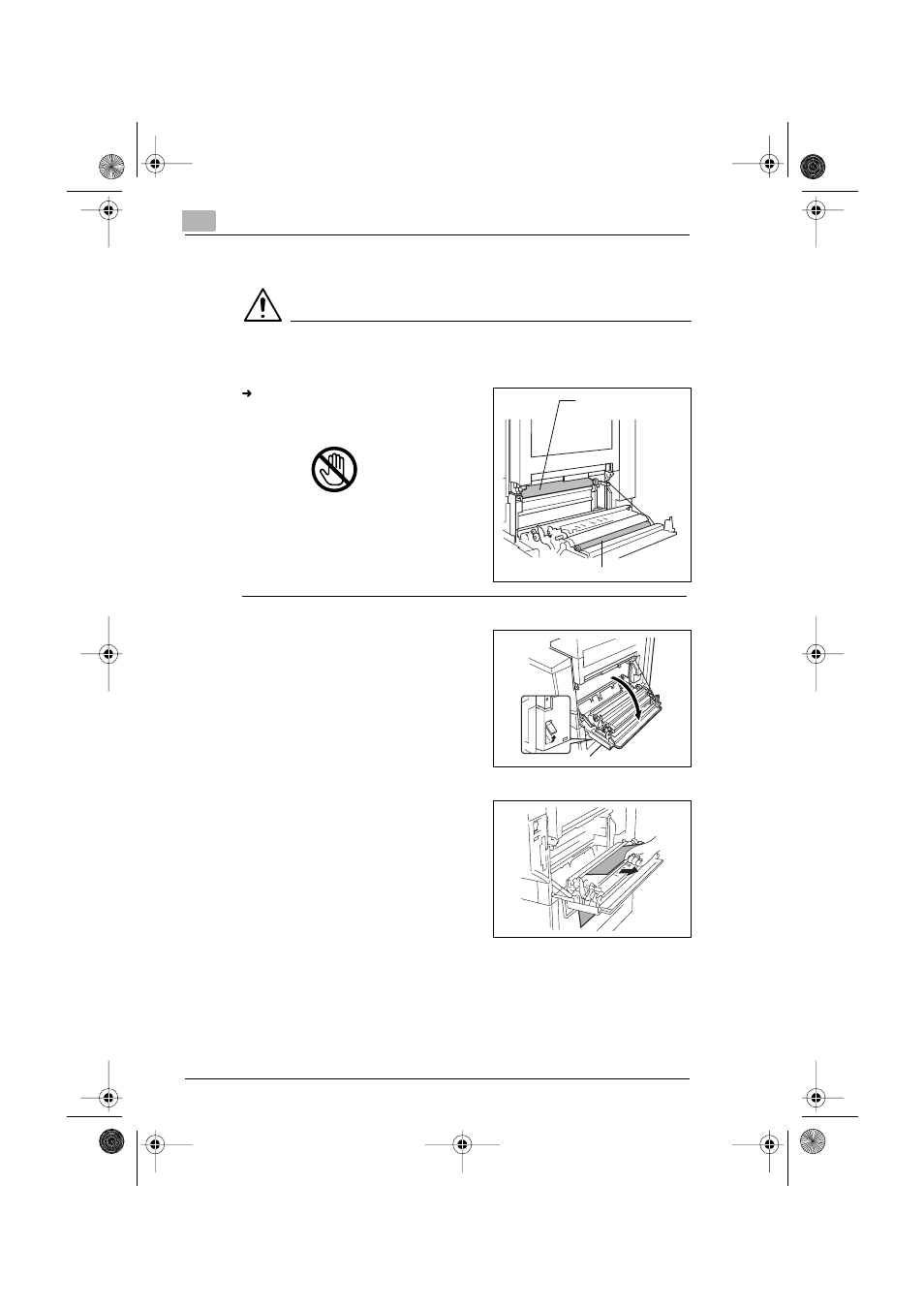 To clear a paper misfeed in the manual bypass tray, P. 8-2 | Minolta CF3102 User Manual | Page 133 / 177