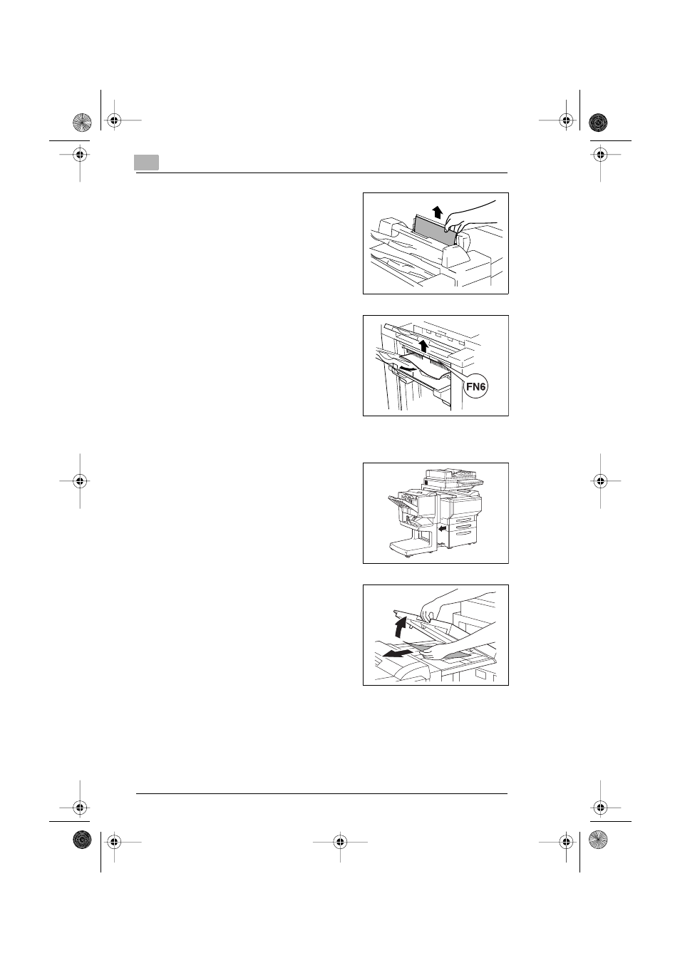 To clear a paper misfeed in finisher fn-8, To clear a paper misfeed in finisher fn-8 -14, P. 8-14) | Minolta CF3102 User Manual | Page 145 / 177