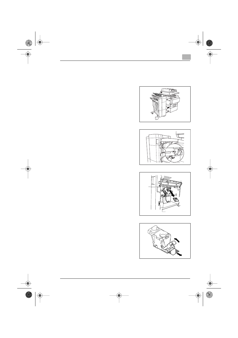 2 clearing a staple misfeed, To clear jammed staples in fn-116 | Minolta CF3102 User Manual | Page 148 / 177