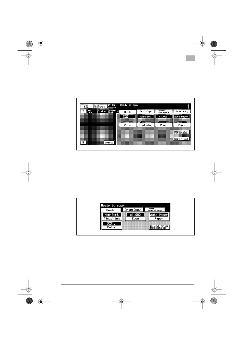 6 using the touch panel, Description of the touch panel, Enlarged display mode | Minolta CF3102 User Manual | Page 58 / 177