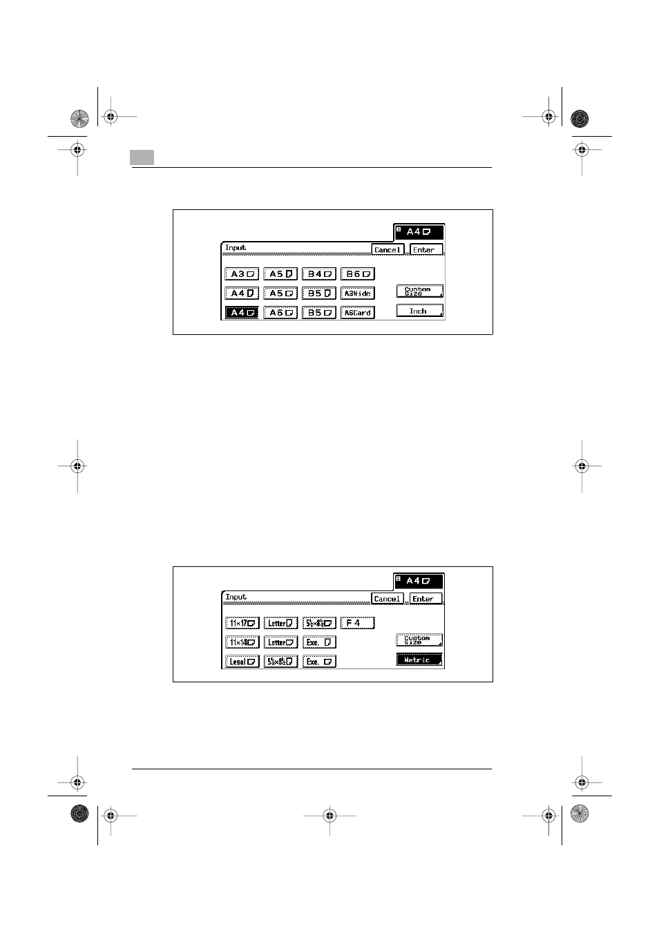 To set a paper size in inch measurements, To set a paper size in inch measurements -12 | Minolta CF3102 User Manual | Page 75 / 177