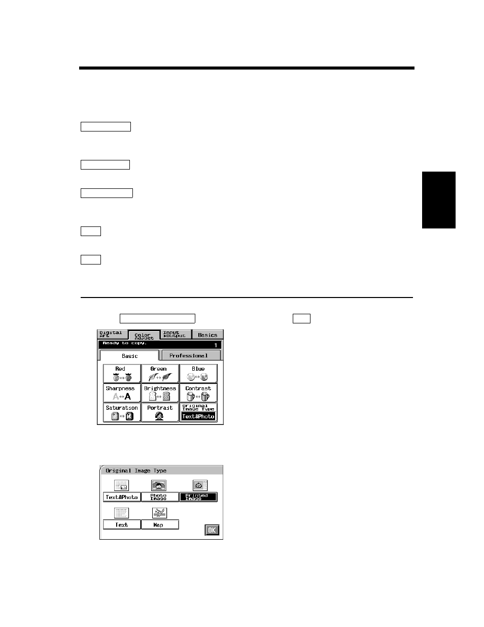 Selecting the original image type | Minolta CF910 User Manual | Page 110 / 206