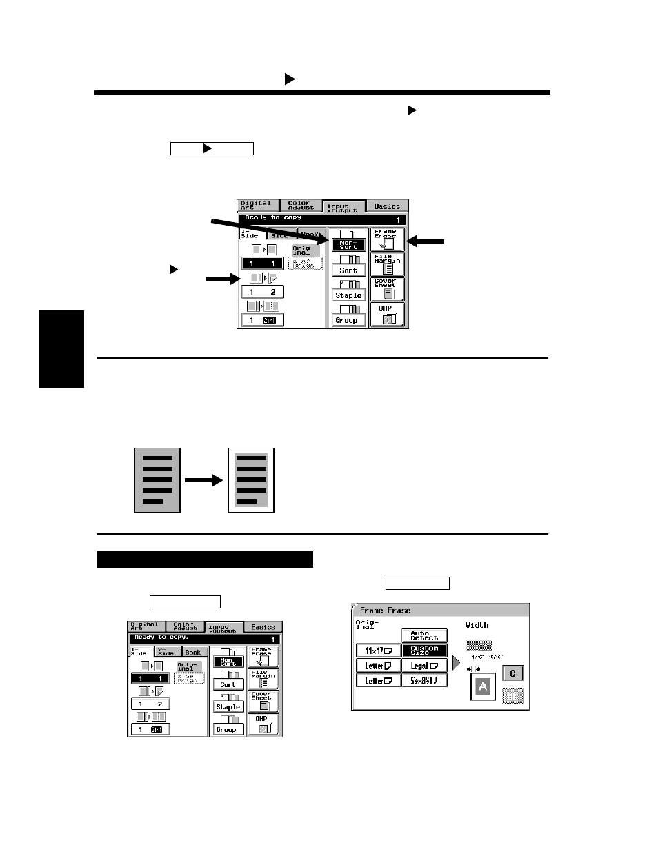 Using the applied input output functions, Frame erase | Minolta CF910 User Manual | Page 117 / 206