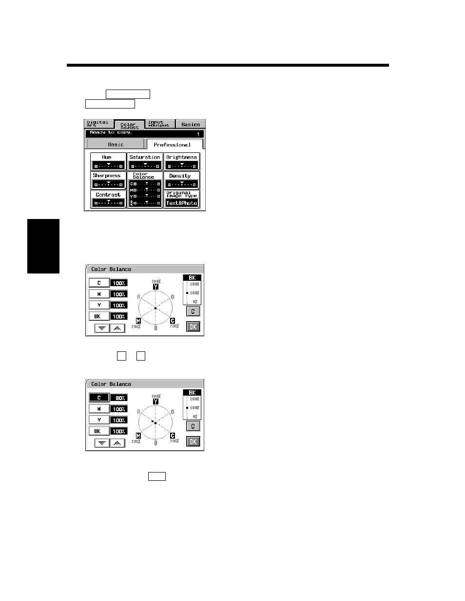 Color adjust procedure (color balance) | Minolta CF910 User Manual | Page 129 / 206