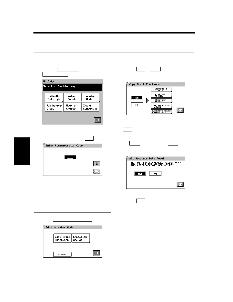 Copy track function, Copy track functions, Setting the copy track functions | Minolta CF910 User Manual | Page 153 / 206