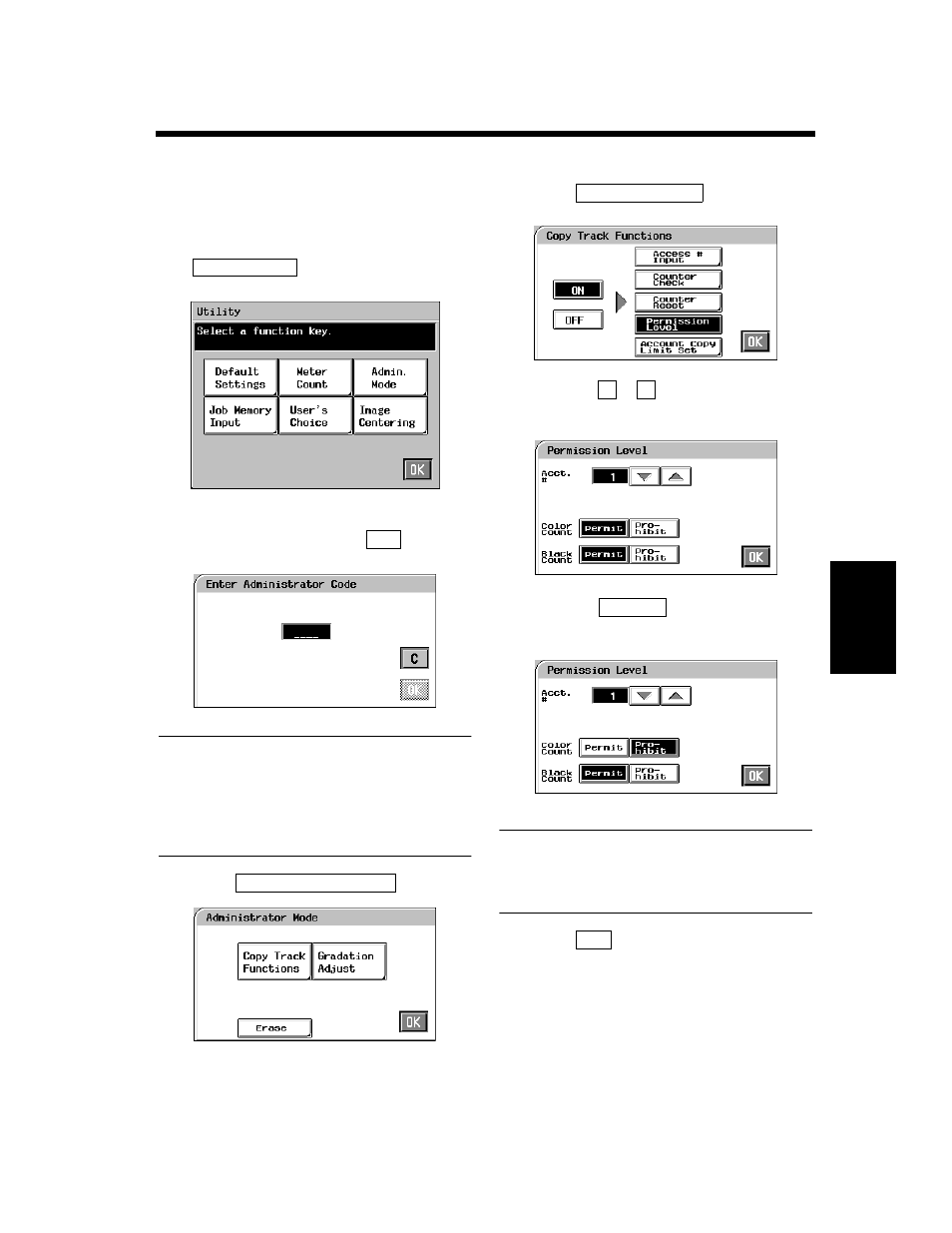 Prohibiting color copying for each account | Minolta CF910 User Manual | Page 158 / 206