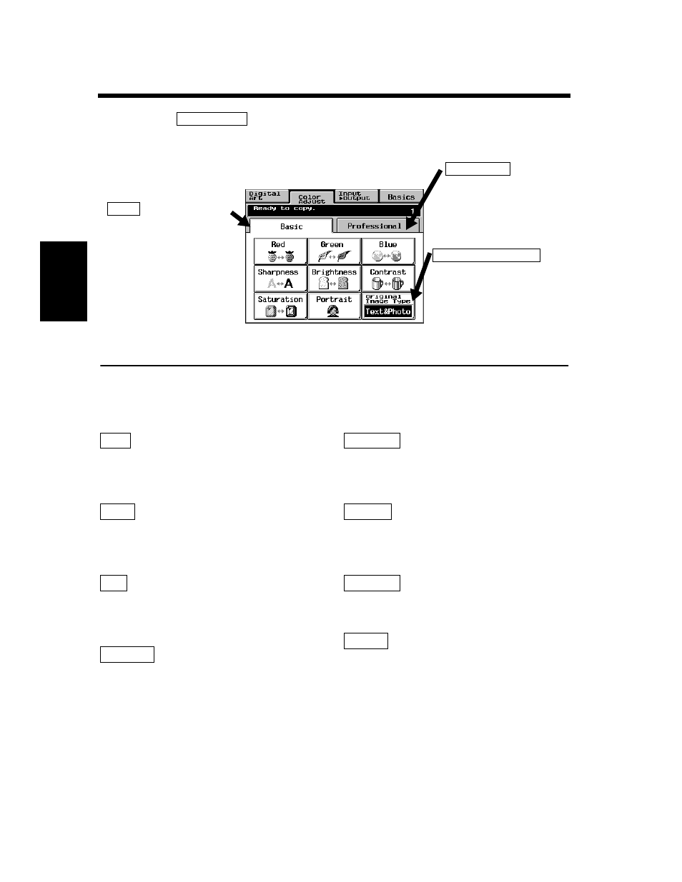 Color adjust mode (basic), Basic adjustment items | Minolta CF910 User Manual | Page 65 / 206