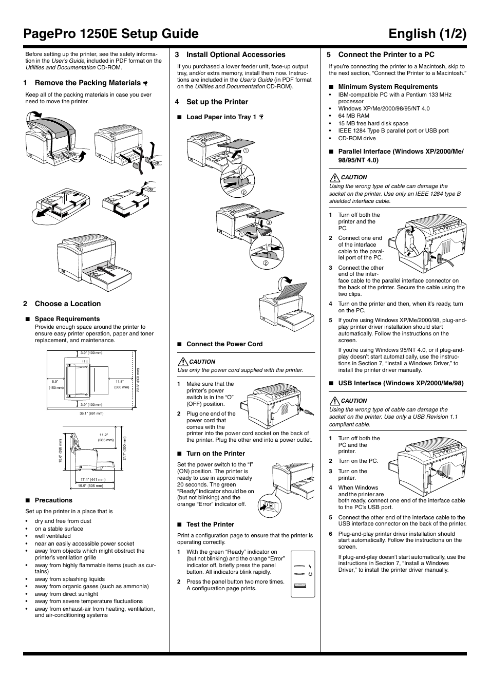 Minolta 1250E User Manual | 2 pages