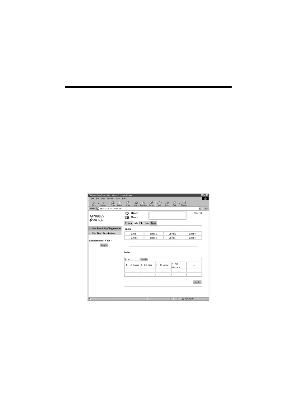 8 advance registration of destinations, One-touch key registration, P.110) | P.110 | Minolta CN3101e User Manual | Page 119 / 208