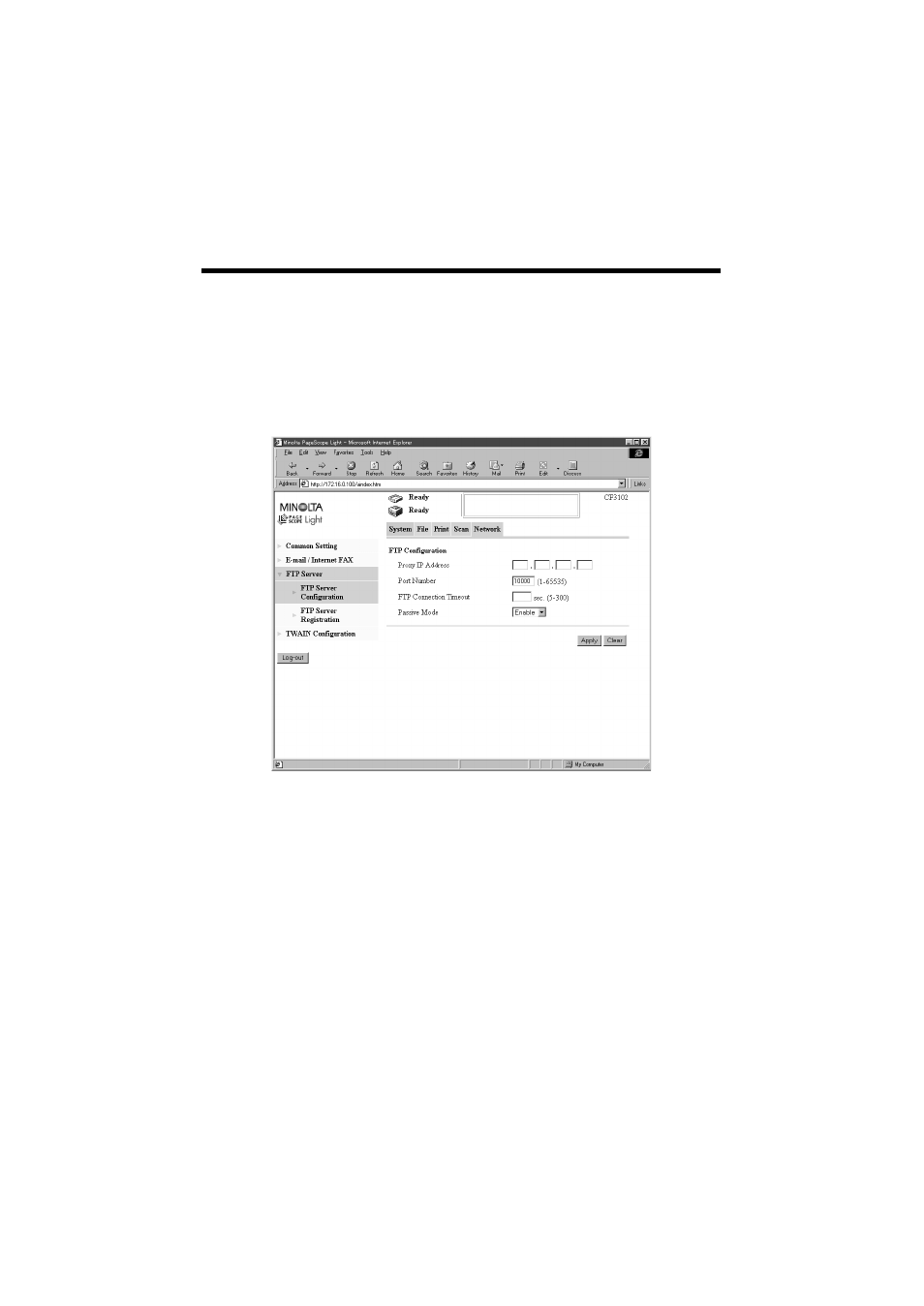 Setting the proxy server | Minolta CN3101e User Manual | Page 82 / 208