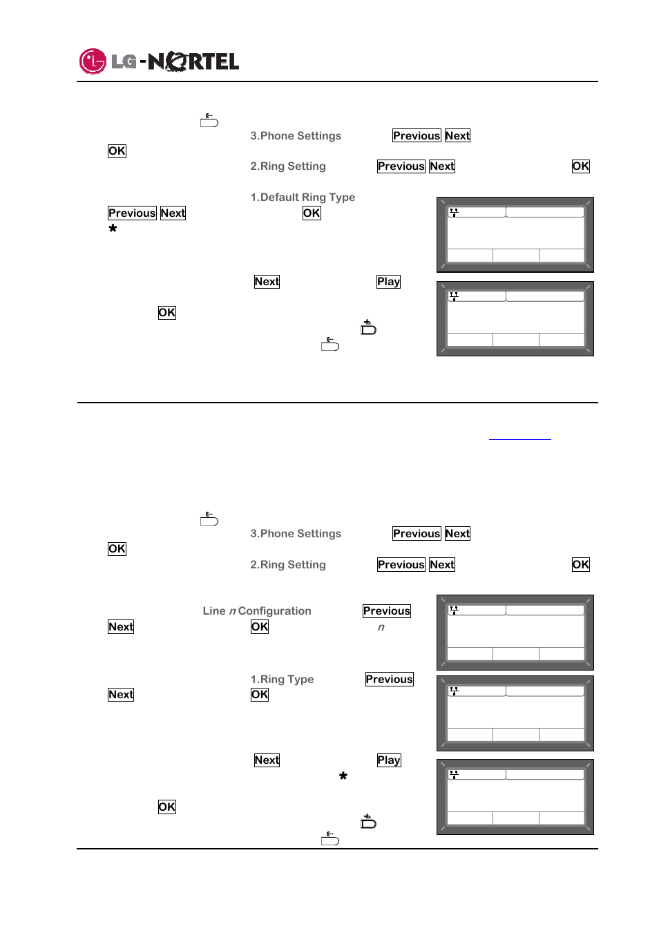 Setting line ring type and delay, Ip8815 nortel ip phone user guide | Minolta IP8815 User Manual | Page 19 / 30