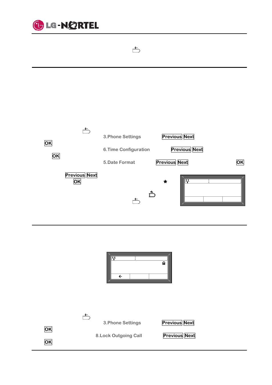 Date format, Lock outgoing call, Ip8815 nortel ip phone user guide | Minolta IP8815 User Manual | Page 24 / 30