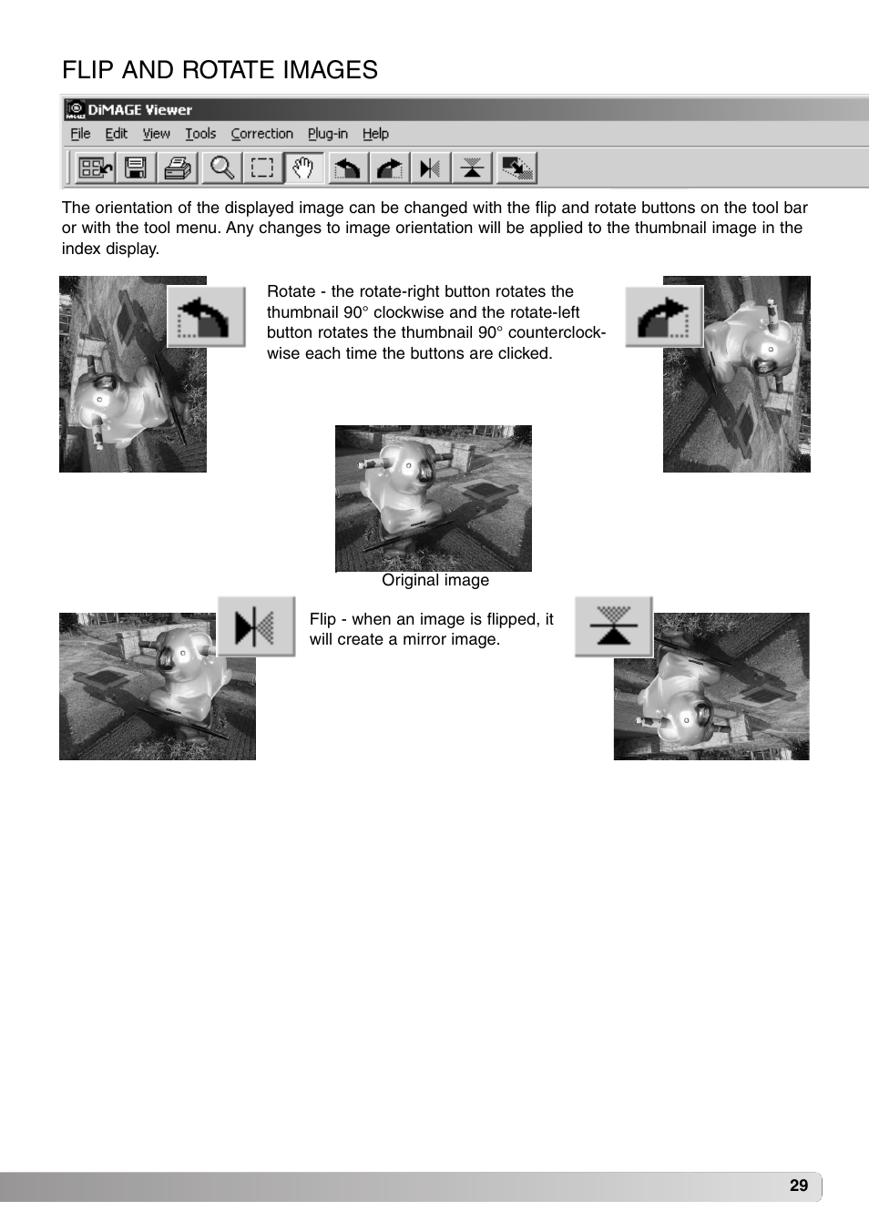 Flip and rotate images | Minolta DiMAGE Viewer User Manual | Page 29 / 92