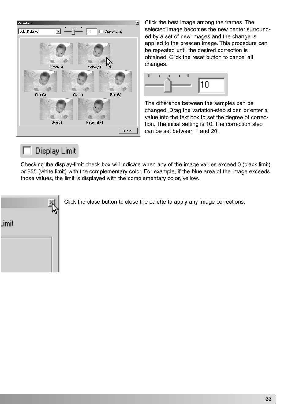 Brightness, contrast, and color-balance palette | Minolta DiMAGE Viewer User Manual | Page 33 / 92