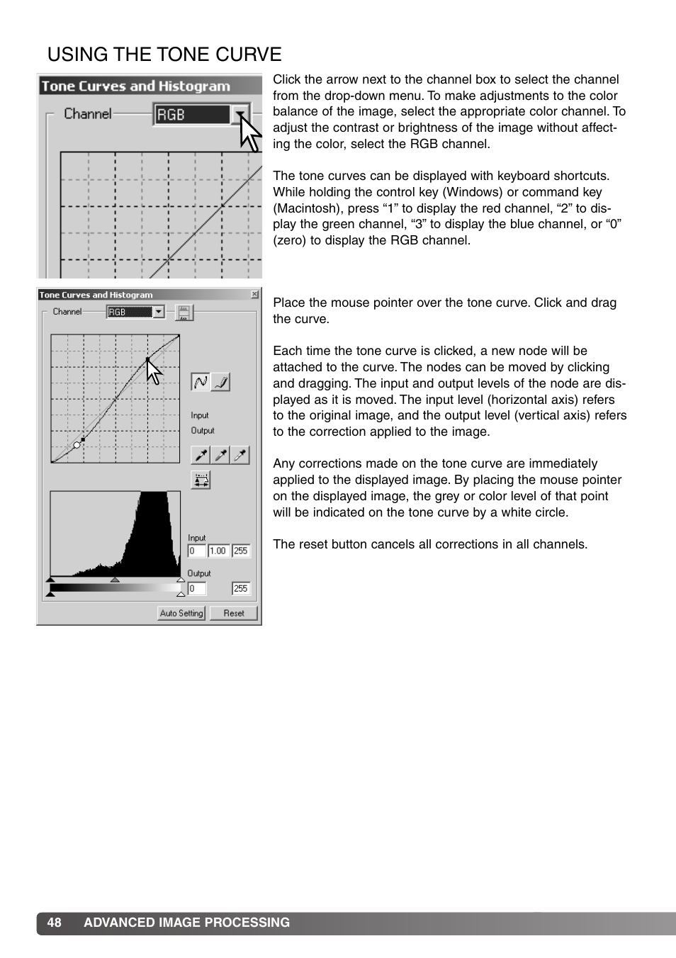 Using the tone curve | Minolta DiMAGE Viewer User Manual | Page 48 / 92