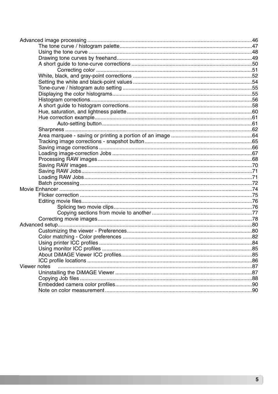 Minolta DiMAGE Viewer User Manual | Page 5 / 92