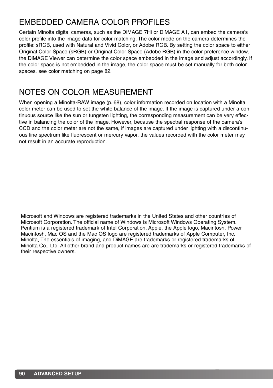 Embedded camera color profiles | Minolta DiMAGE Viewer User Manual | Page 90 / 92