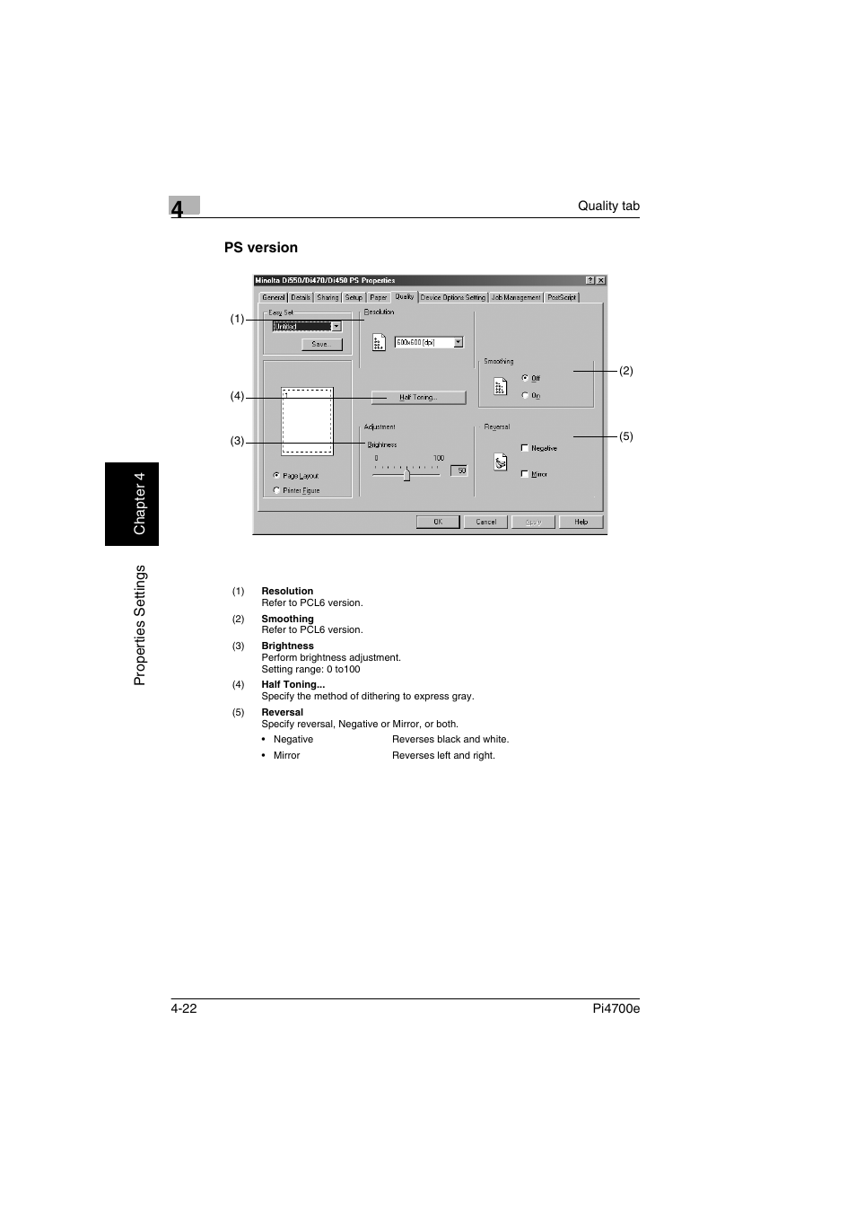 Ps version, Ps version -22 | Minolta PI4700E User Manual | Page 105 / 426