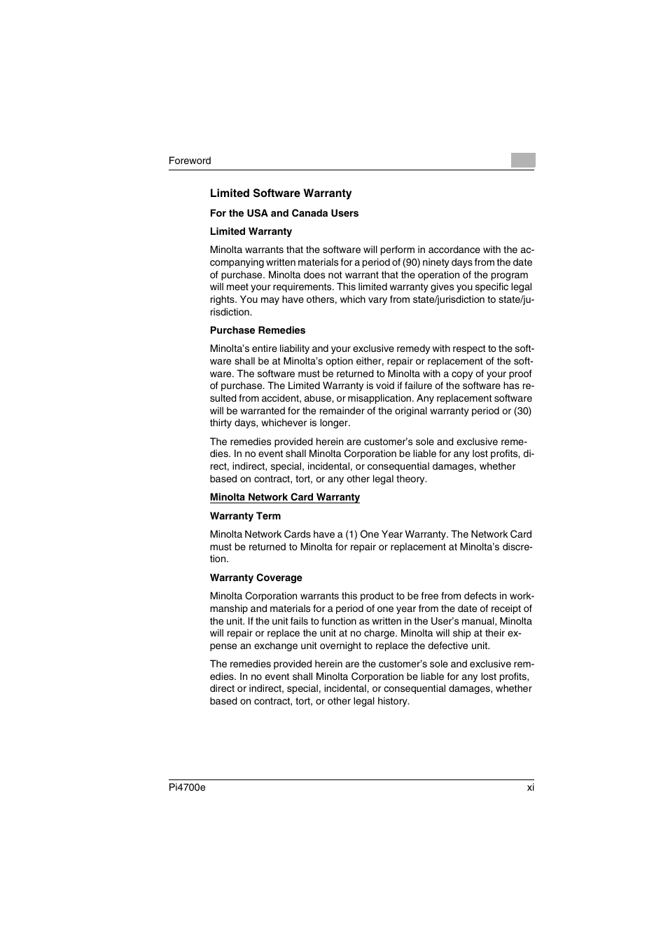 Minolta PI4700E User Manual | Page 12 / 426