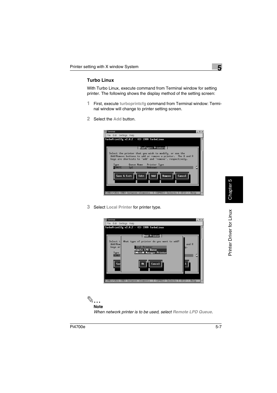 Turbo linux, Turbo linux -7 | Minolta PI4700E User Manual | Page 126 / 426