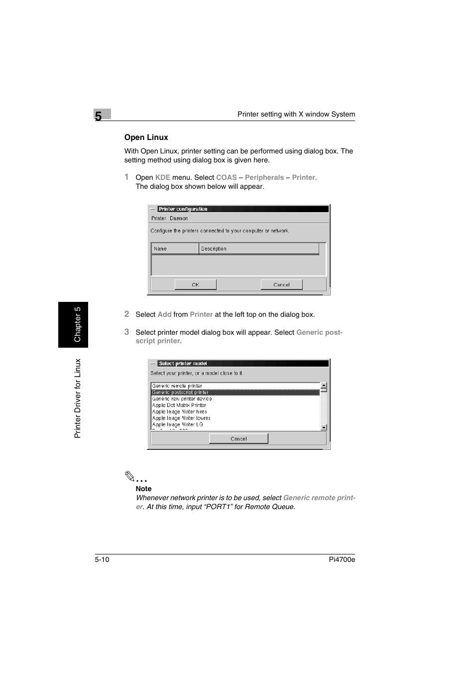 Open linux, Open linux -10 | Minolta PI4700E User Manual | Page 129 / 426