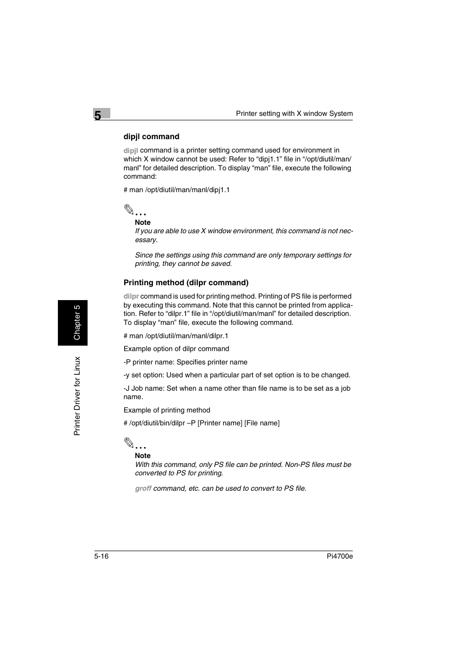 Dipjl command, Printing method (dilpr command) | Minolta PI4700E User Manual | Page 135 / 426