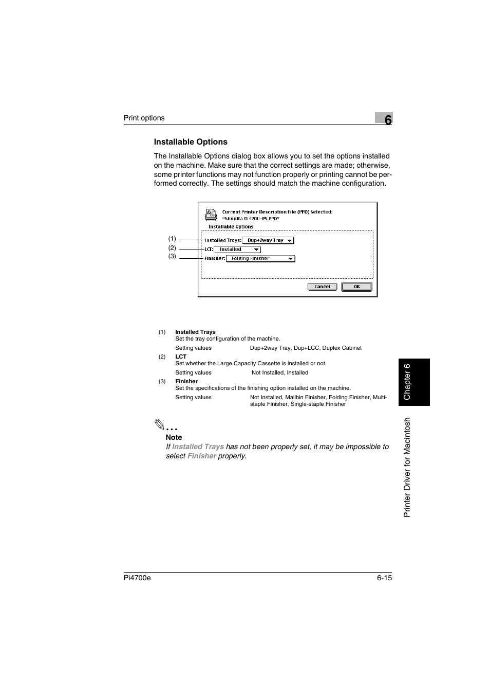 Installable options, Installable options -15, P. 6-15 | Minolta PI4700E User Manual | Page 170 / 426