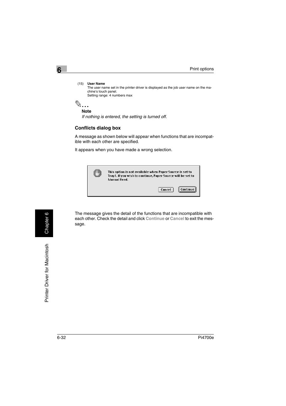 Conflicts dialog box, Conflicts dialog box -32 | Minolta PI4700E User Manual | Page 187 / 426