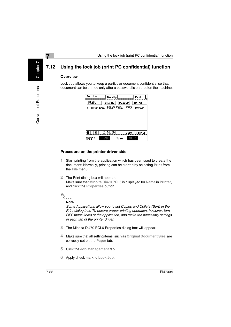 Overview, Procedure on the printer driver side | Minolta PI4700E User Manual | Page 217 / 426