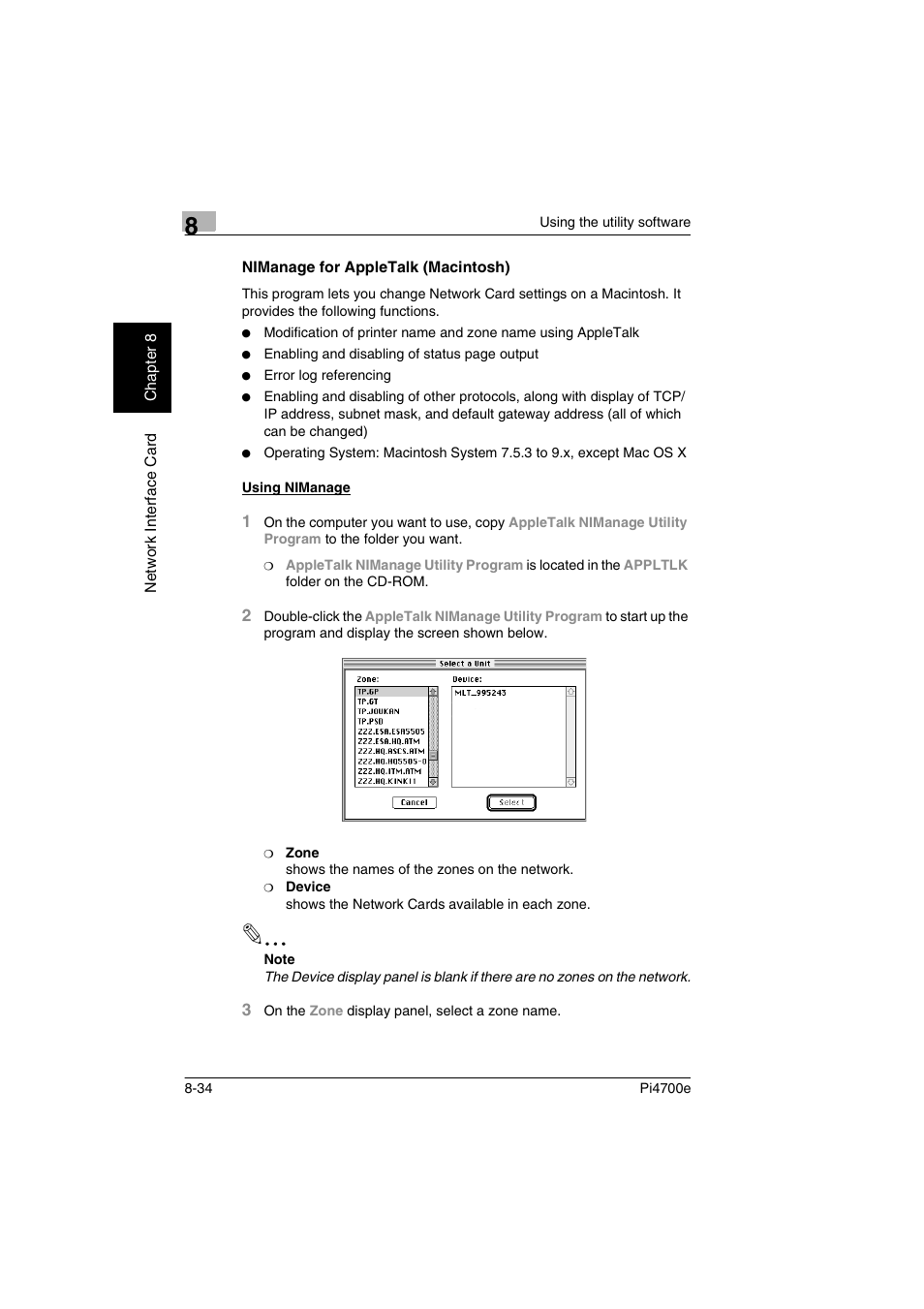 Nimanage for appletalk (macintosh) | Minolta PI4700E User Manual | Page 265 / 426