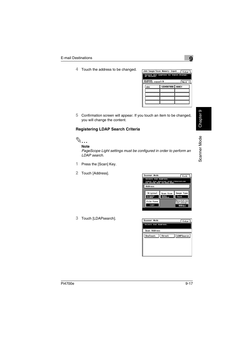 Registering ldap search criteria | Minolta PI4700E User Manual | Page 302 / 426